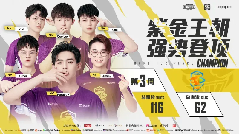 Nova Esport NV-Tencent Video team wins the Week 3 championship of PEL 2021 S1 season