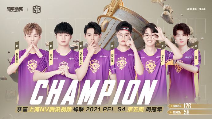 Nova Esport Once again won the weekly championship! NV Tencent Video team won the championship of Week 5 in PEL 2021 S4